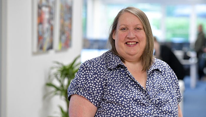 Sharon Abery, Sava's Training Administrator, photographed in the Sava offices