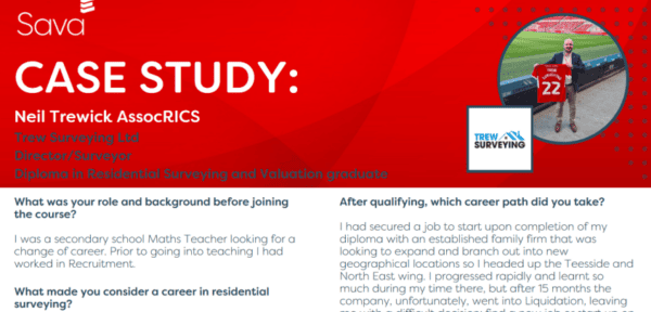 Neil Trewick, a Sava graduate from the Diploma in Residential Surveying and Valuation programme