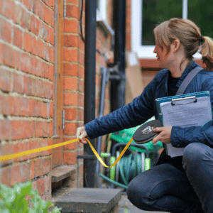 Carys Atkinson, Sava's Residential Surveying Lead, out surveying a property