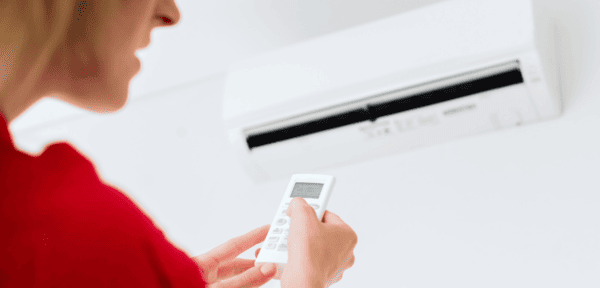 Image shows air conditioning unit used to combat summertime overheating in homes